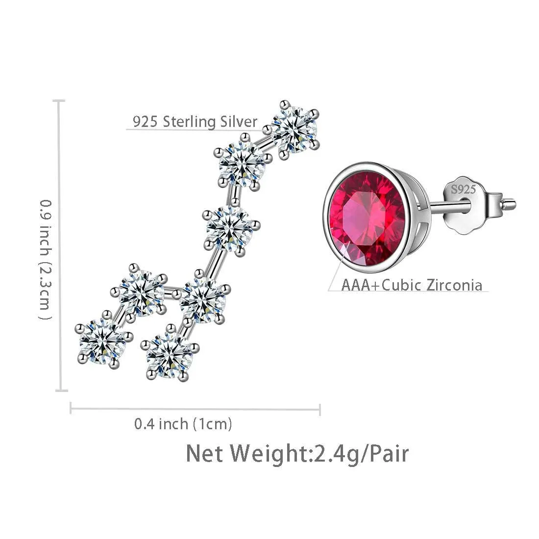 Leo Earrings July Birthstone Zodiac Studs Women Girls Jewelry Birthday Gift