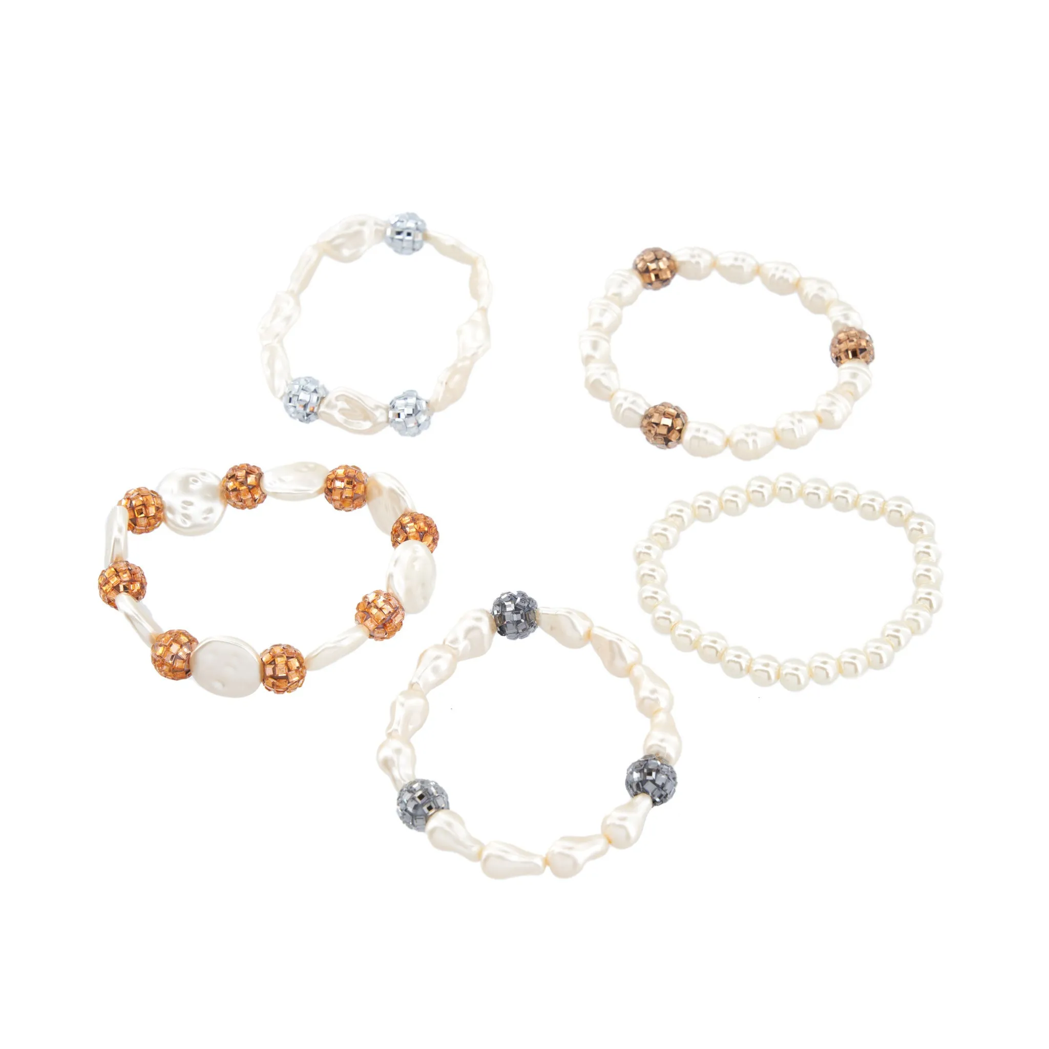 Lola Stretch Bracelet Stack - Ivory/Cognac Crystal