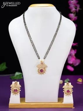 Mangalsutra double layer with ruby & cz stones and pearls