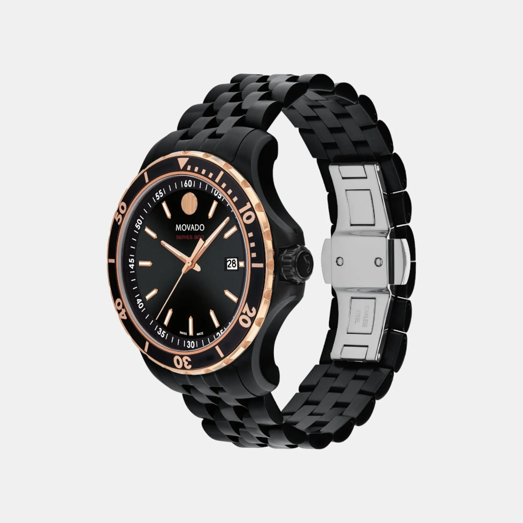 Men Quartz Analog Black Dial Stainless Steel Watch 2600186