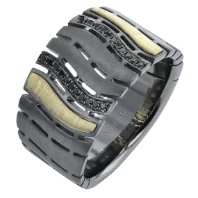 Men's Ruthenium Ring In 14k Gold With Diamonds