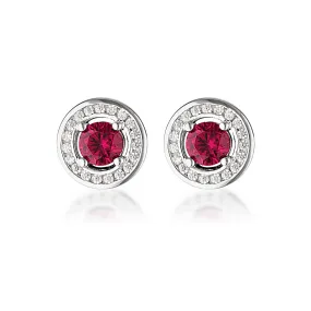 MILESTONE RUBY HALO EARRINGS IN SILVER