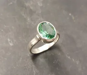 Mint Emerald Ring - Green Oval Ring - Vintage Bezel Ring