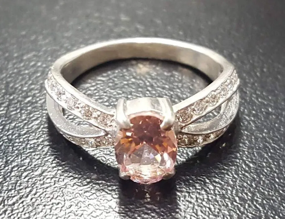 Morganite Ring - Pink Engagement Ring - Split Shank Ring