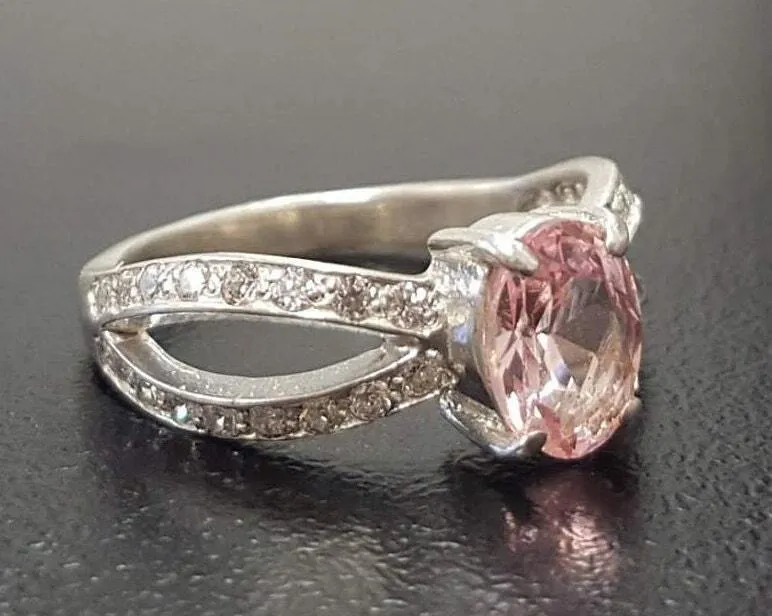 Morganite Ring - Pink Engagement Ring - Split Shank Ring
