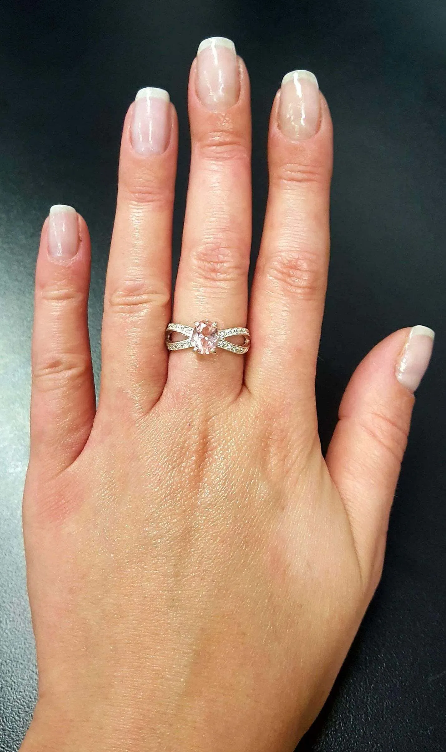 Morganite Ring - Pink Engagement Ring - Split Shank Ring