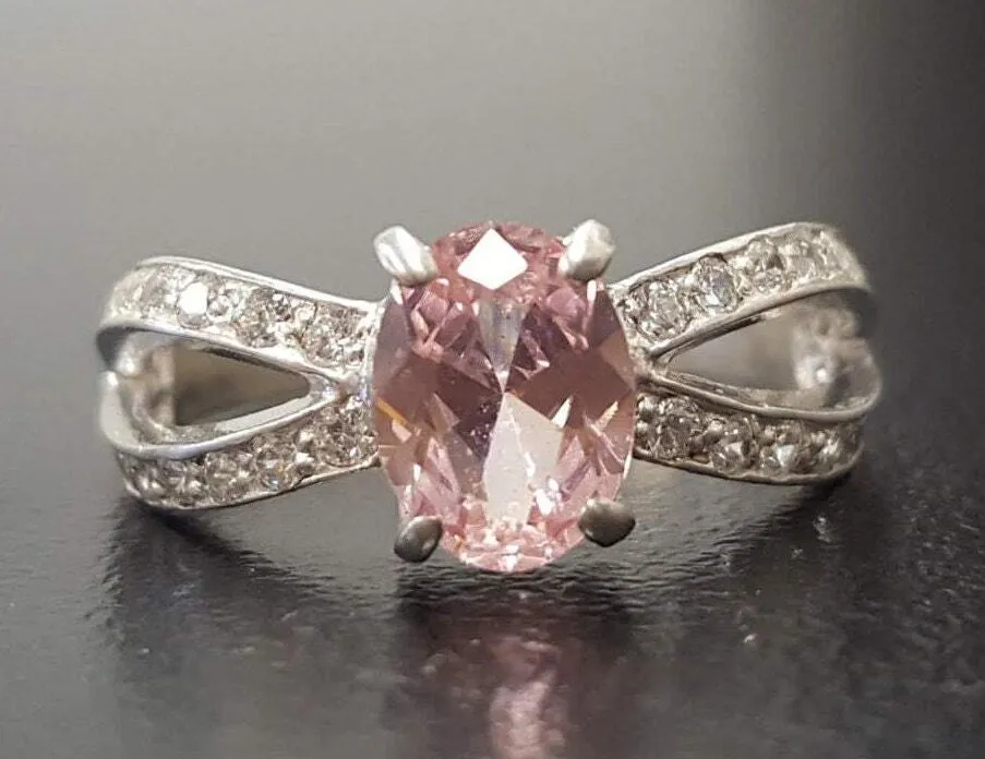 Morganite Ring - Pink Engagement Ring - Split Shank Ring
