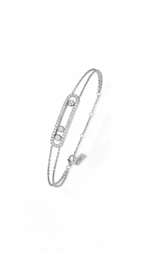 Move Classic Pavé Bracelet in White Gold with Diamonds
