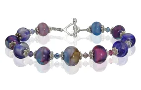Multicolor Purple Lampwork Bead Bracelet