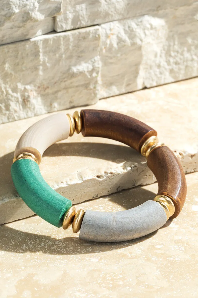 Multicolored Wood Stretch Bracelet