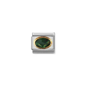 Nomination Composable Link Emerald Green Faceted Cubic Zirconia, 18K Gold