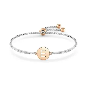 Nomination Milleluci Bracelet, Letter E, Crystal Pave, Rose PVD, Stainless Steel
