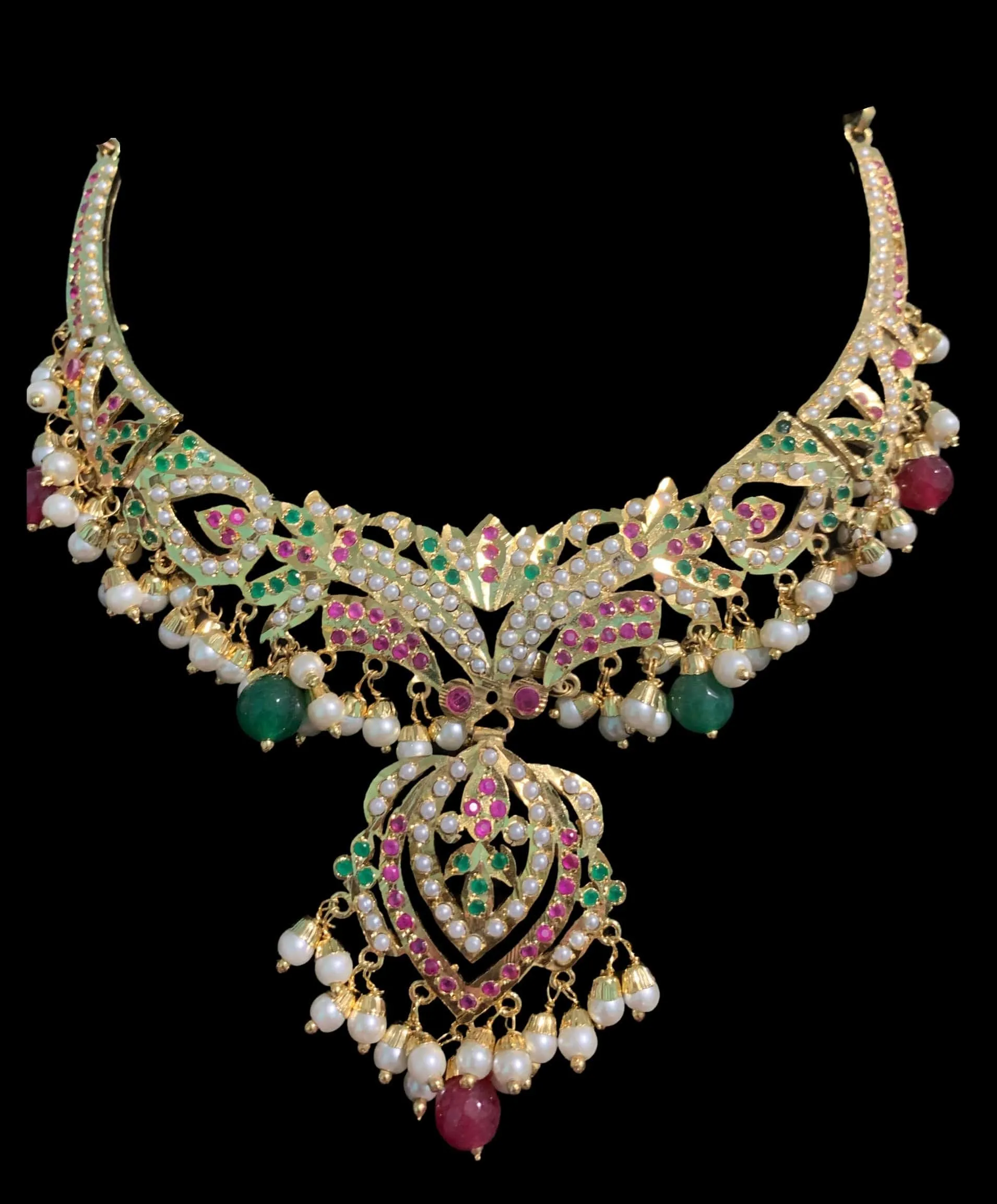 NS329 Taseen necklace set in ruby emerald ( SHIPS IN 4 WEEKS )
