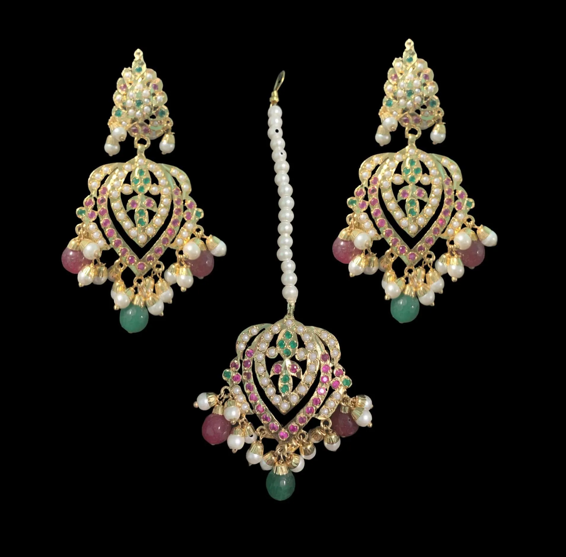 NS329 Taseen necklace set in ruby emerald ( SHIPS IN 4 WEEKS )