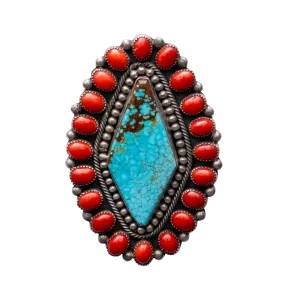 Number Eight Turquoise & Coral Ring | Hemerson Brown