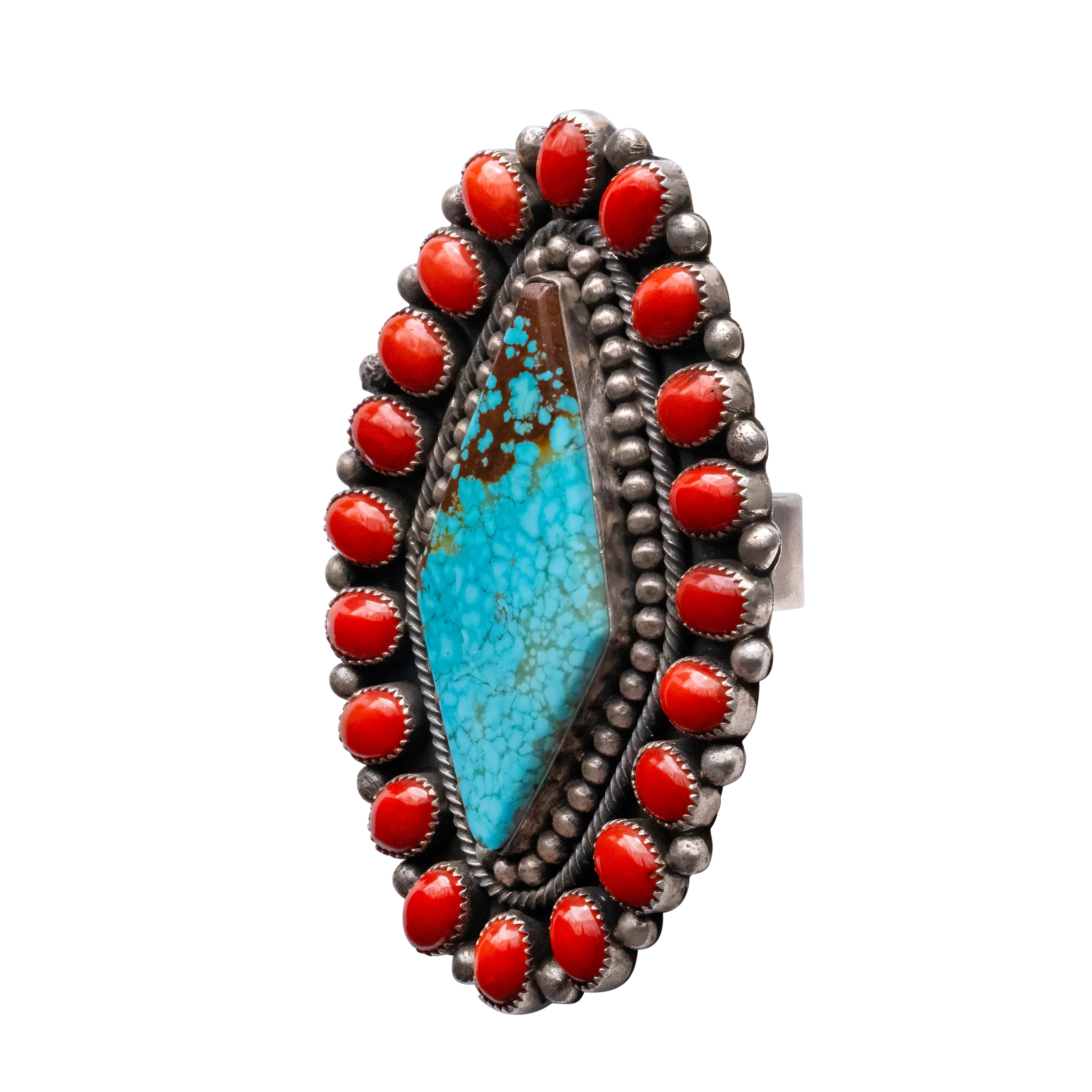 Number Eight Turquoise & Coral Ring | Hemerson Brown
