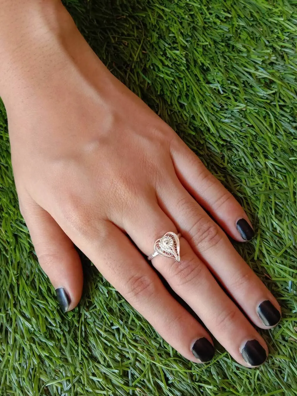 Paan Silver Ring