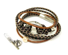 Pearl Double Wrap, Multi Leather Memorial Urn Bracelet