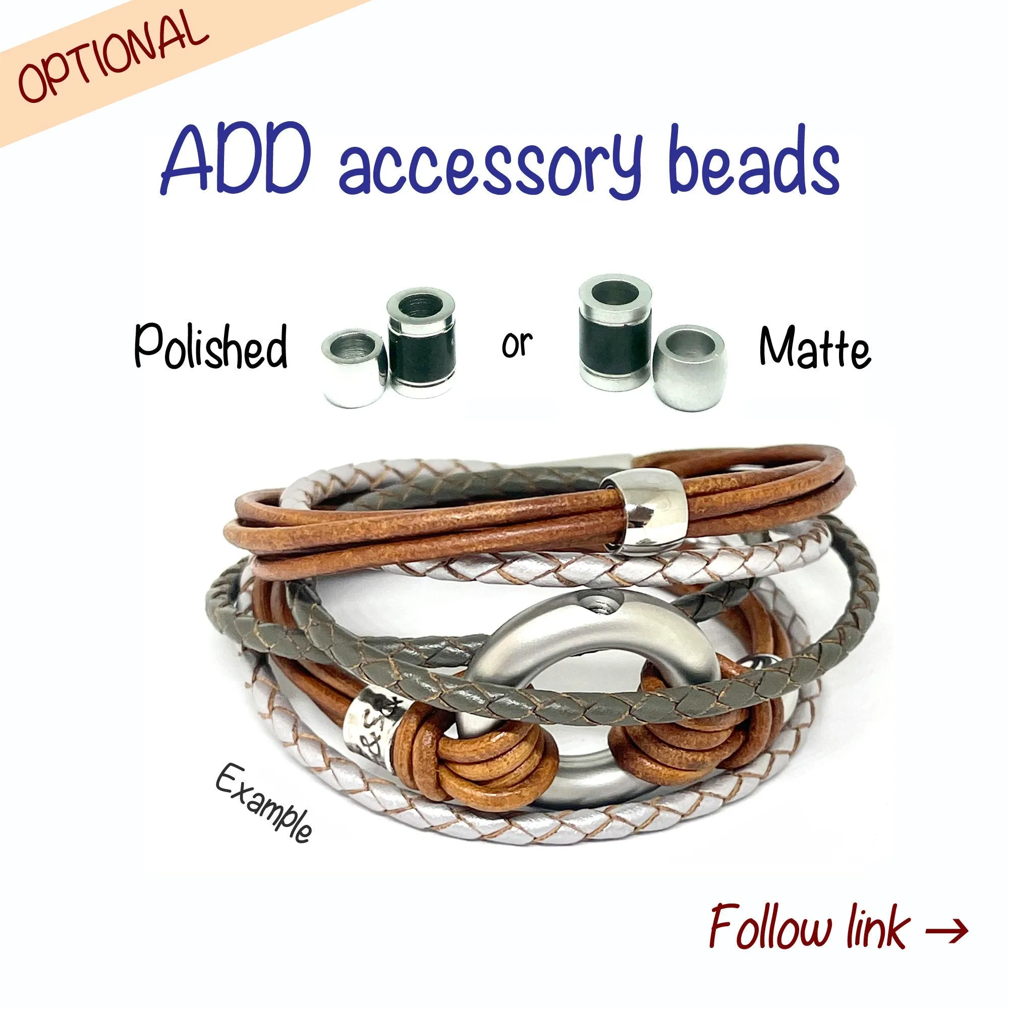 Pearl Double Wrap, Multi Leather Memorial Urn Bracelet
