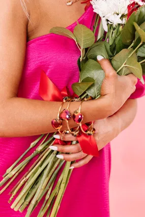 Pink Heart Bangle Bracelet