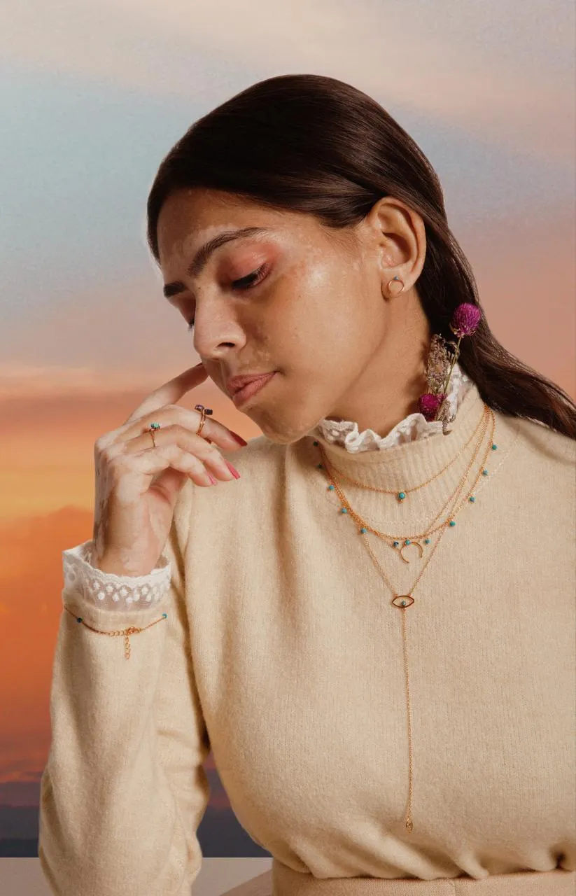 Pixie Turquoise Dot Horn Necklace