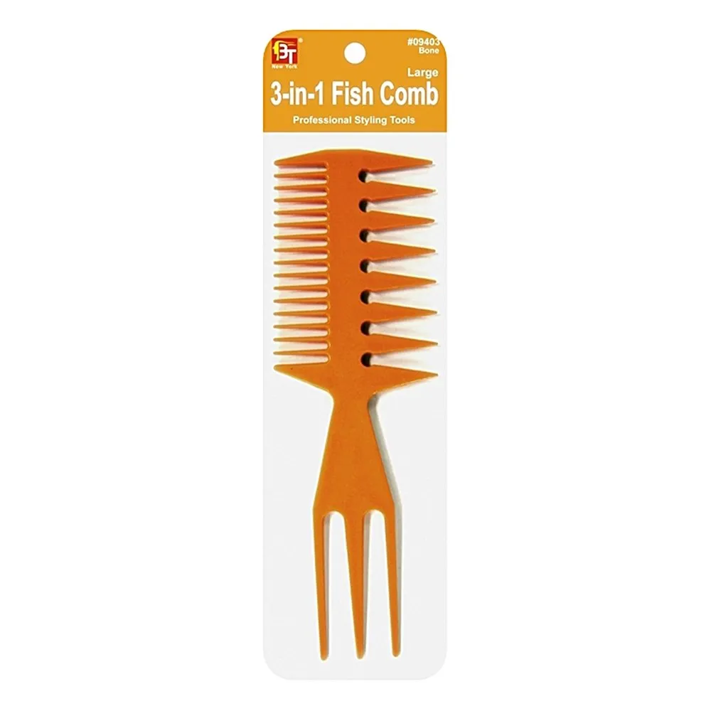 PLASTIC COMB 3-IN-1 FISH COMB LARGE (BONE)