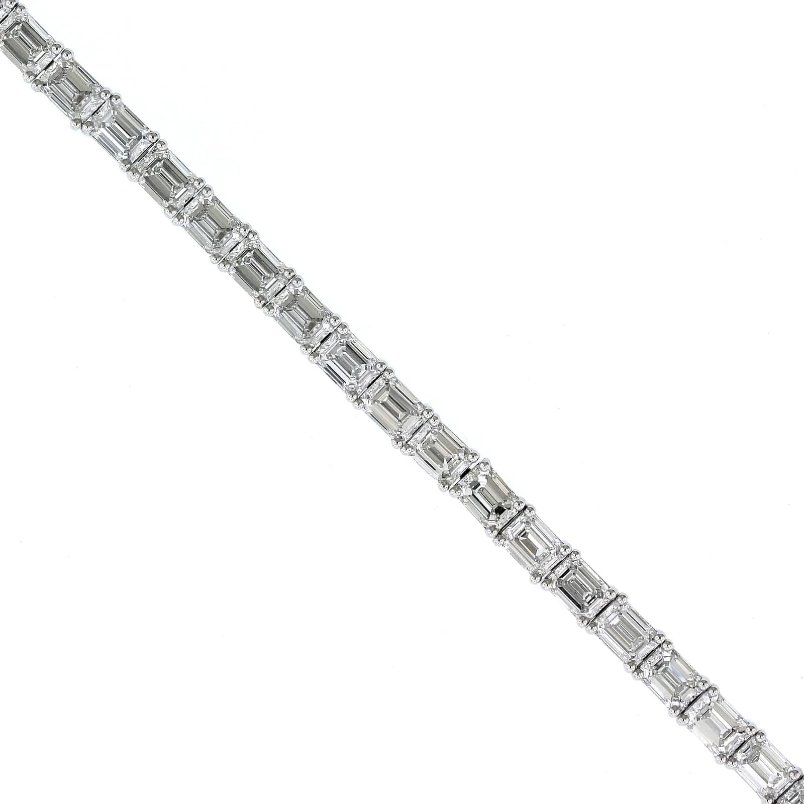 Platinum Emerald Cut Diamond Tennis Bracelet