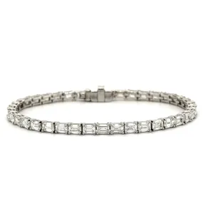 Platinum Emerald Cut Diamond Tennis Bracelet