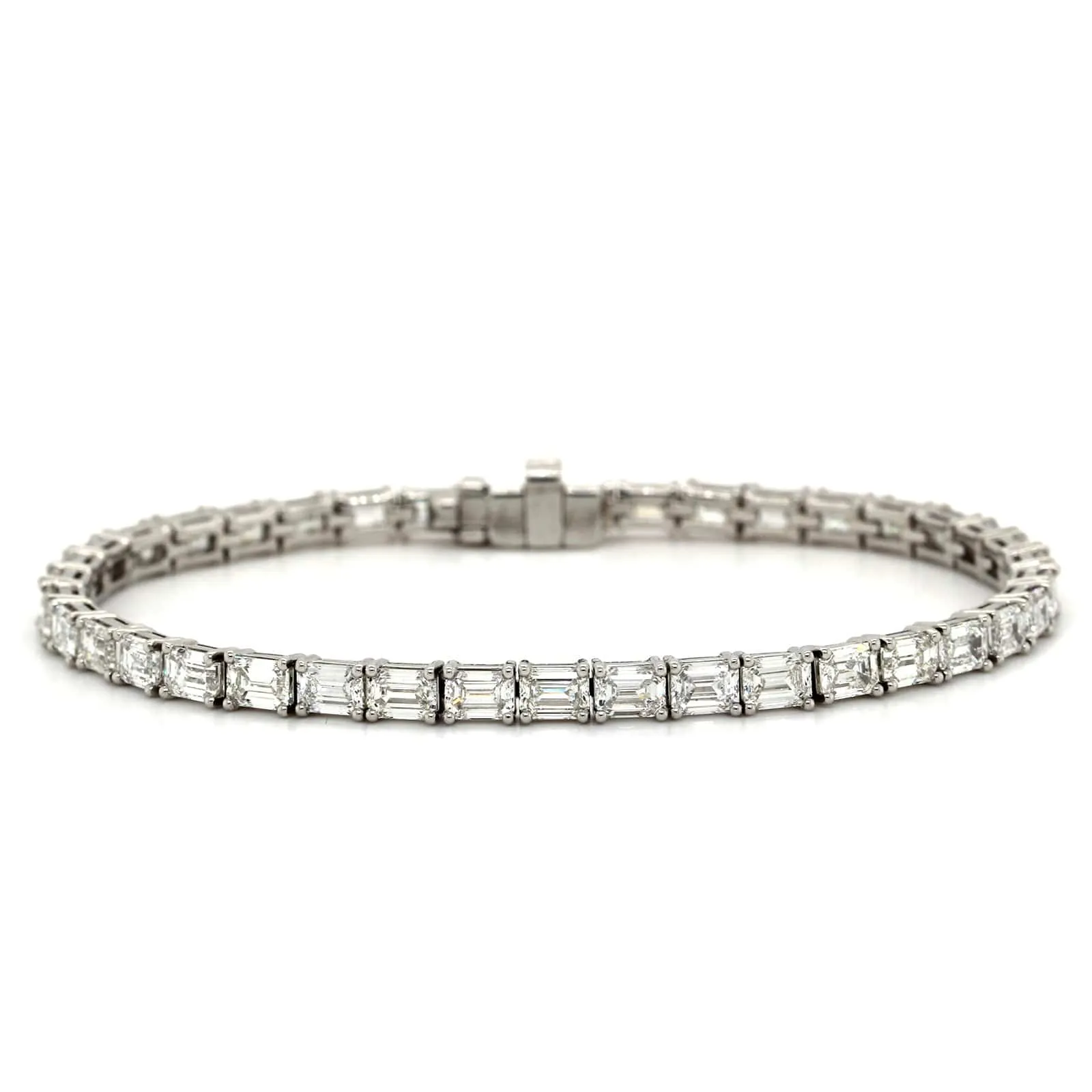 Platinum Emerald Cut Diamond Tennis Bracelet