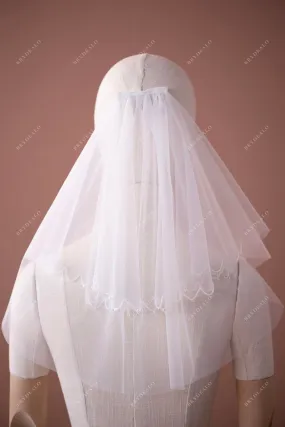 Pretty Hand-Sewn Beaded Shoulder Length Wedding Veil