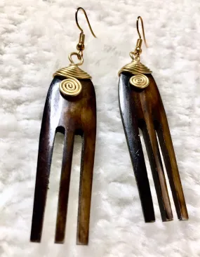 "Wooden Comb" Earrings