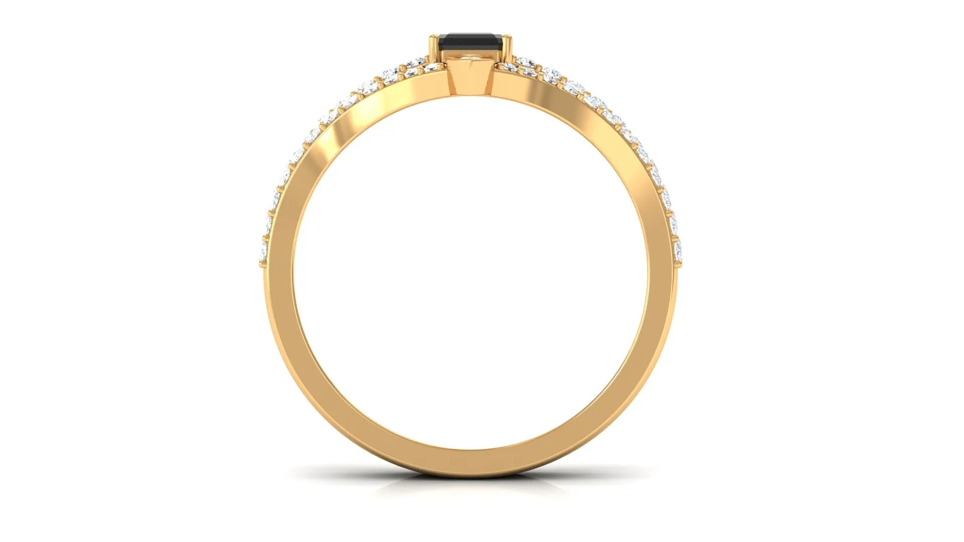Real Black Spinel and Diamond Engagement Ring Set