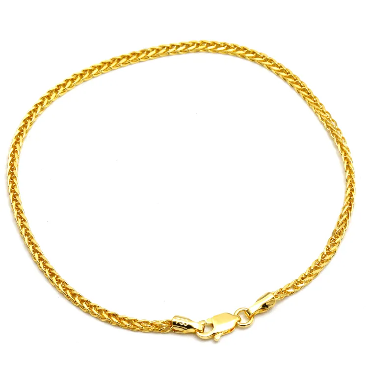 Real Gold Square Wheat 2 MM Bracelet 3421 (18 C.M) BR1582