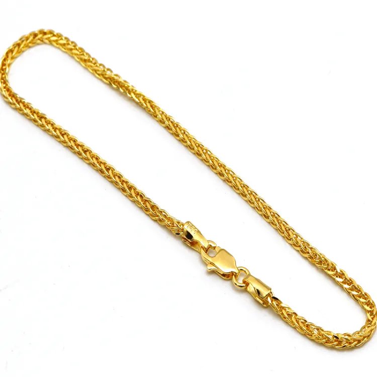 Real Gold Square Wheat 2 MM Bracelet 3421 (18 C.M) BR1582