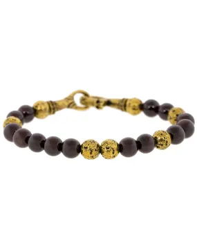 Red Garnet and Brass Bead Bracelet