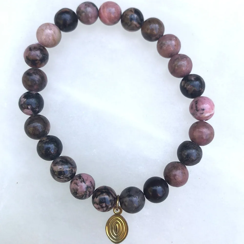 Rhodonite Beaded Mala Bracelet