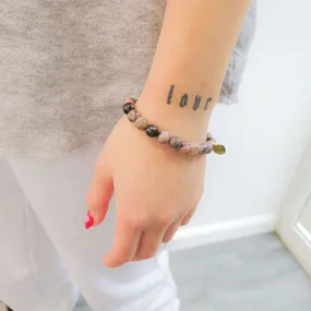 Rhodonite Beaded Mala Bracelet