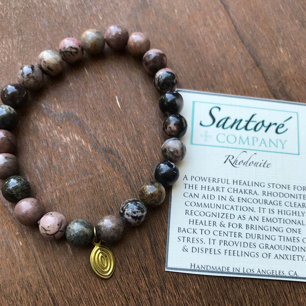 Rhodonite Beaded Mala Bracelet