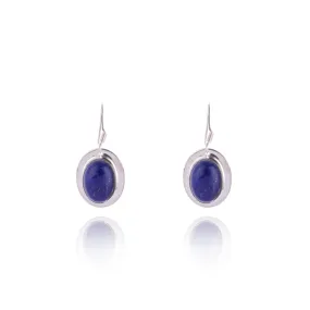 Rita Lapis Earrings, Sterling Silver
