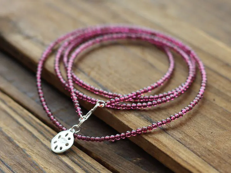 Rosantica Garnet Silver Beaded Bracelet Handmade January Birthstone Jewelry Women
