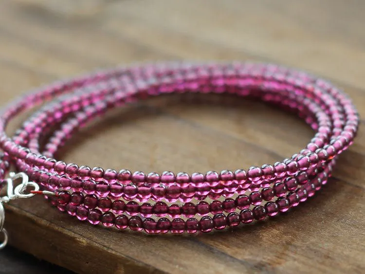 Rosantica Garnet Silver Beaded Bracelet Handmade January Birthstone Jewelry Women