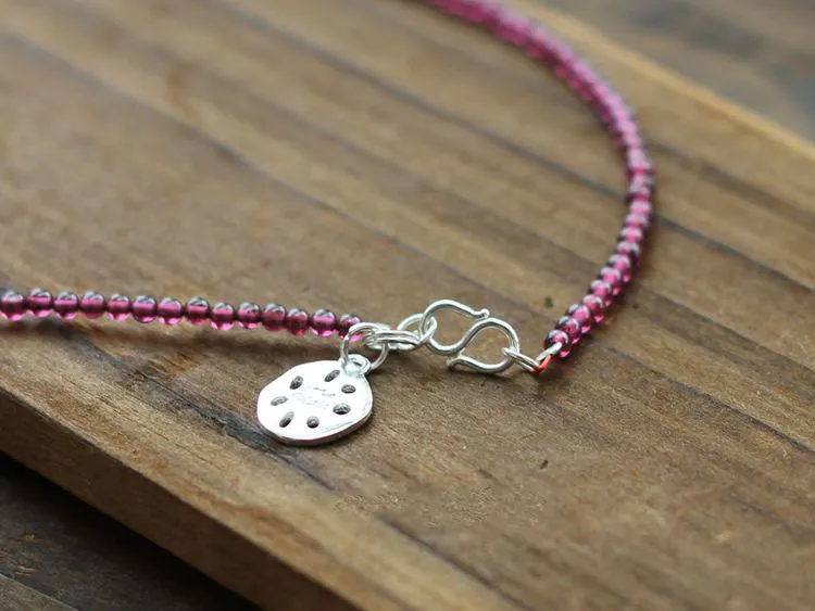 Rosantica Garnet Silver Beaded Bracelet Handmade January Birthstone Jewelry Women