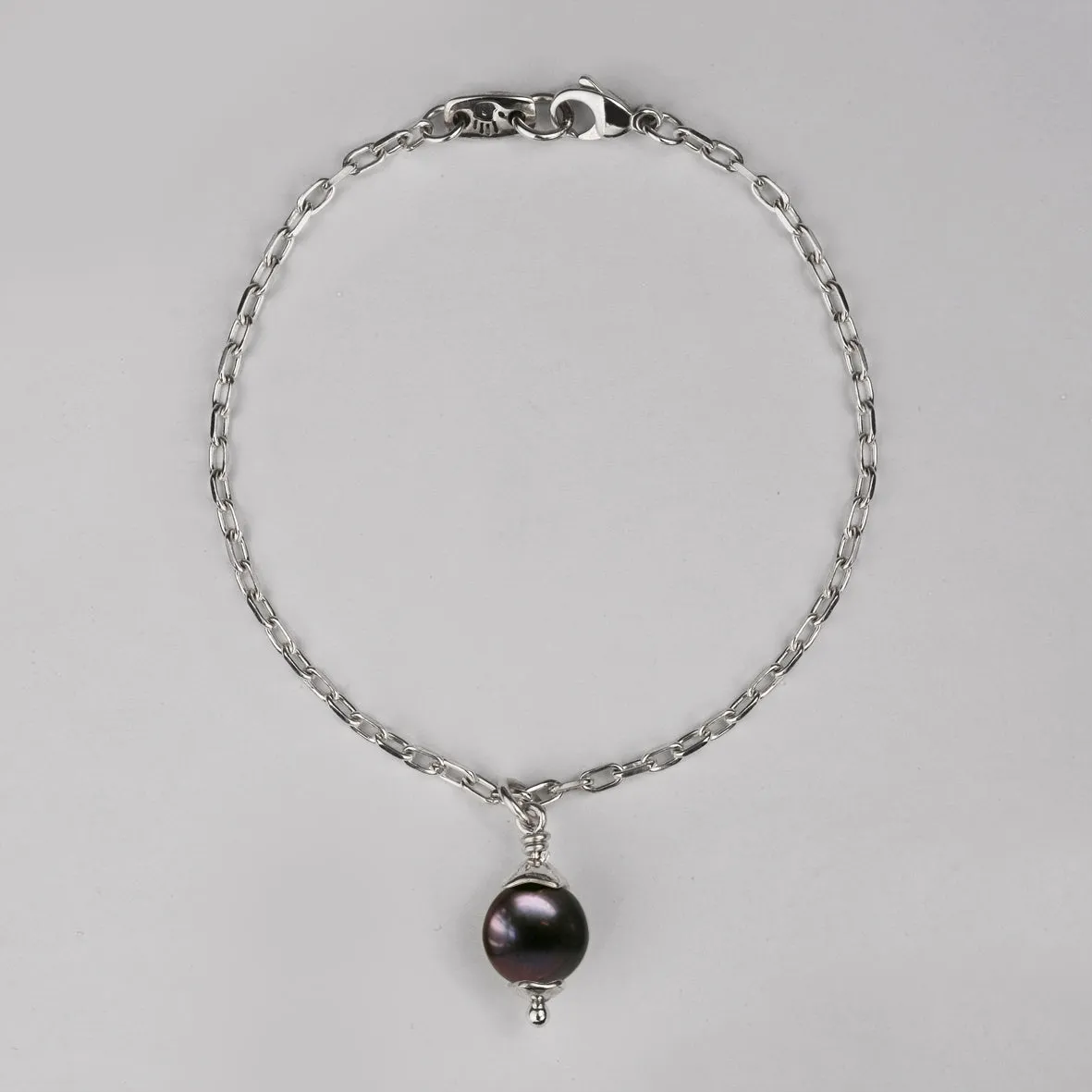Ruben Pearl Drop Bracelet in Silver with Peacock Pearl