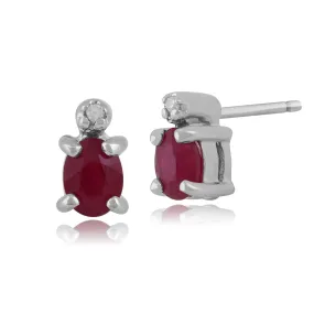 Rubin & Diamant Ohrstecker in 9ct Weiß Gold