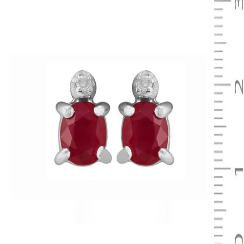 Rubin & Diamant Ohrstecker in 9ct Weiß Gold