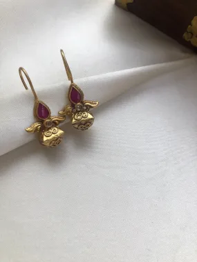Ruby hook earrings
