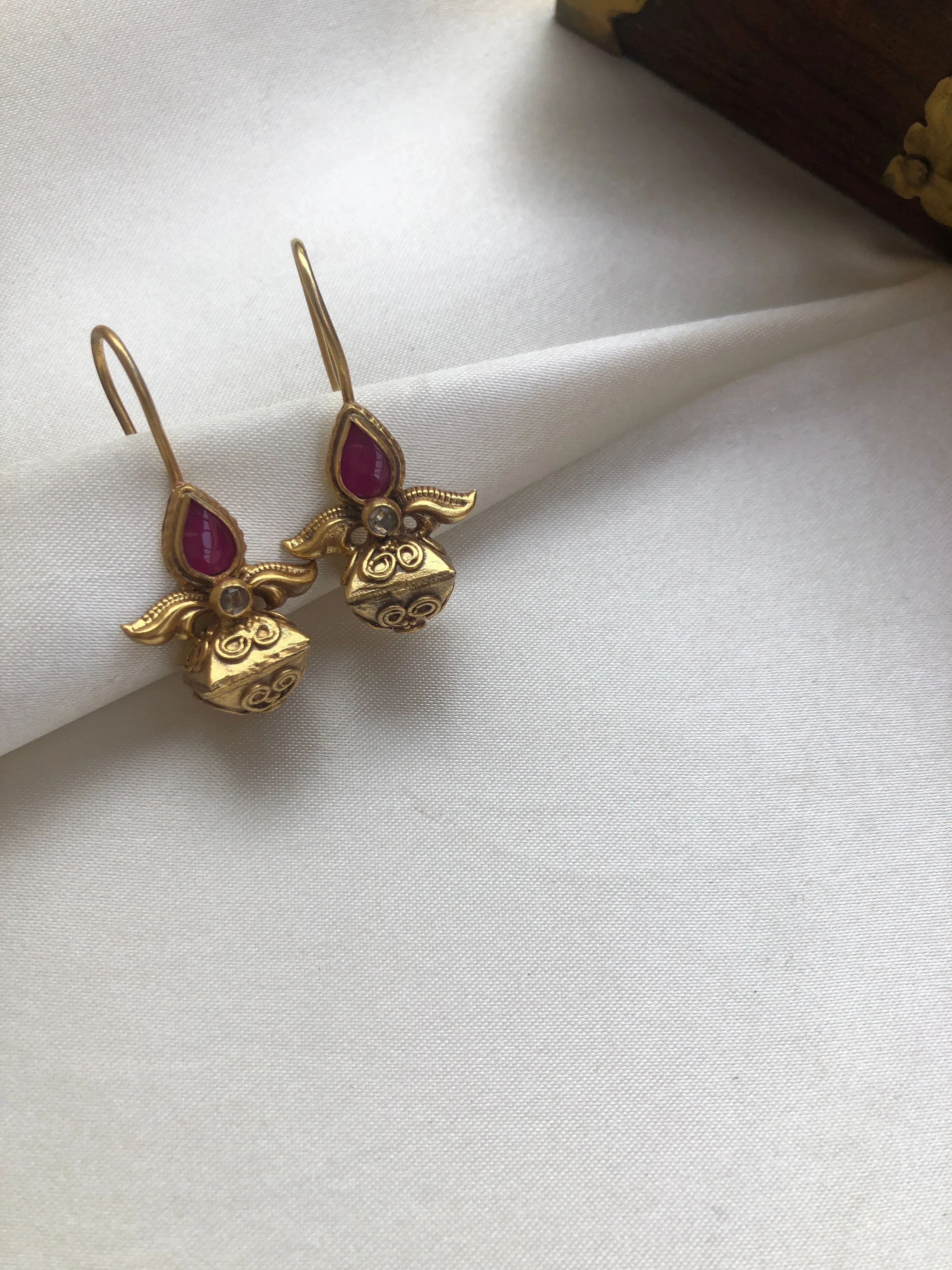 Ruby hook earrings