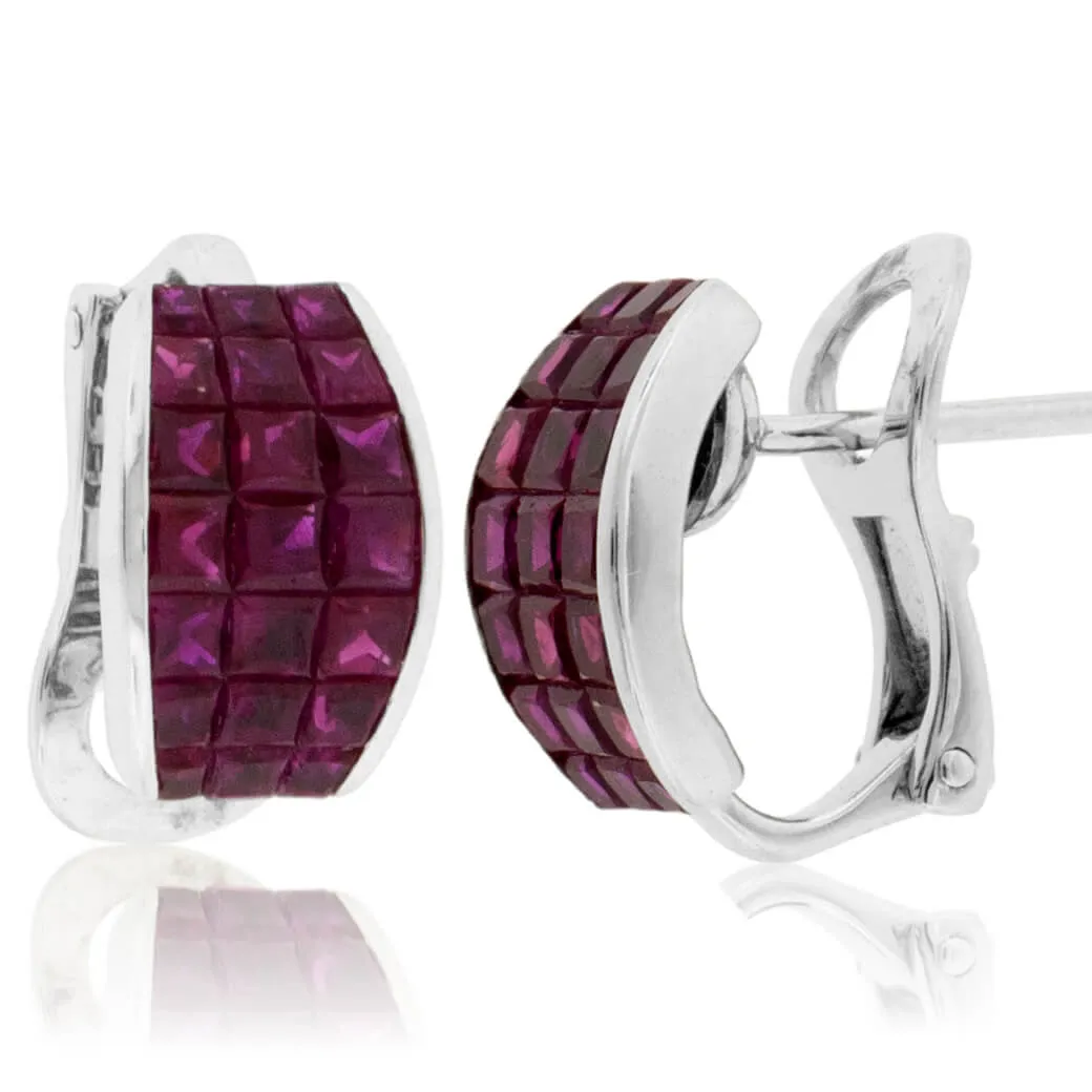 Ruby Huggie Style Earrings