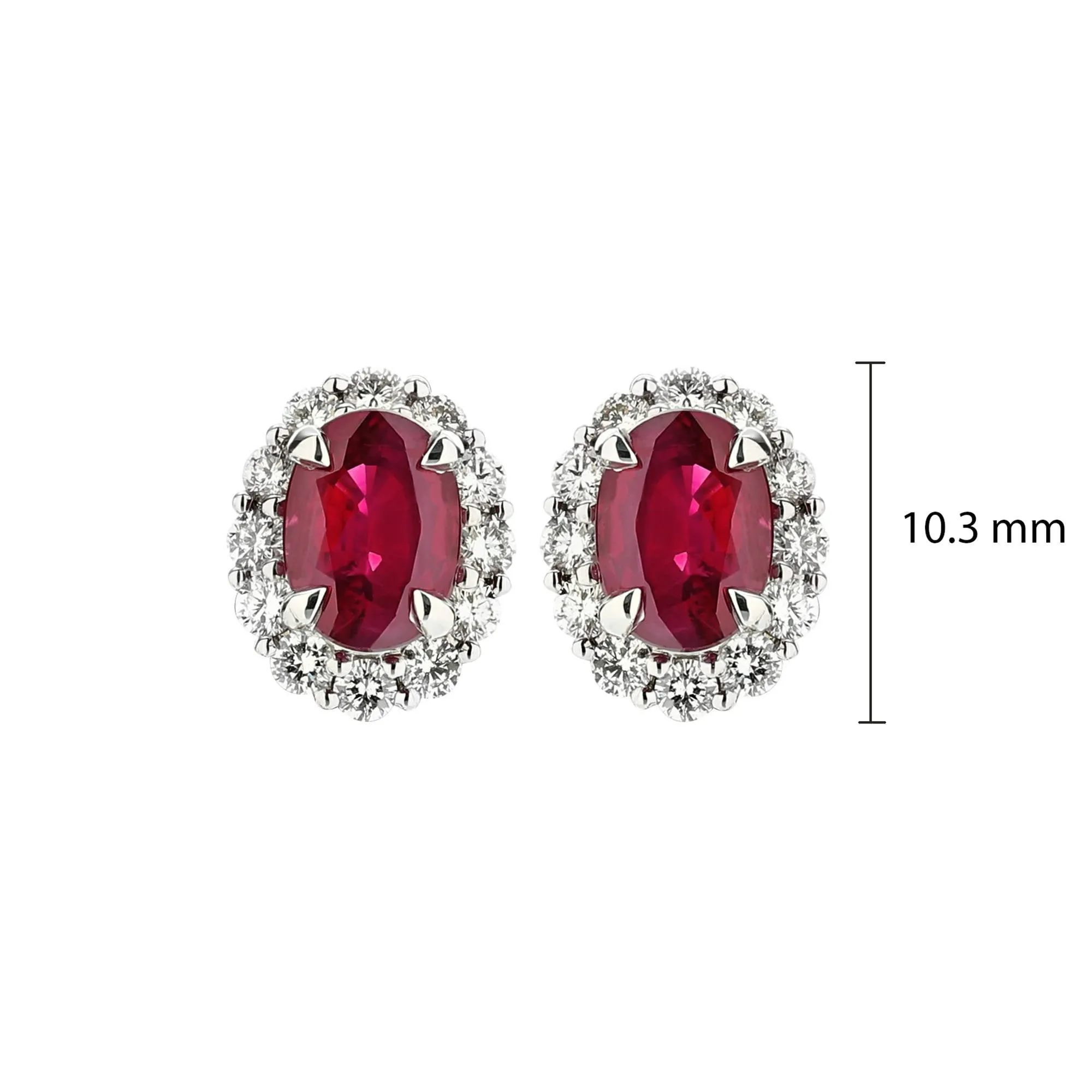 Sabel Collection 14K White Gold Oval Ruby and Diamond Halo Stud Earrings