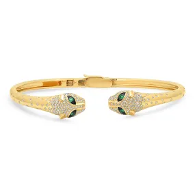 Scattered Diamond Panther Cuff Bracelet